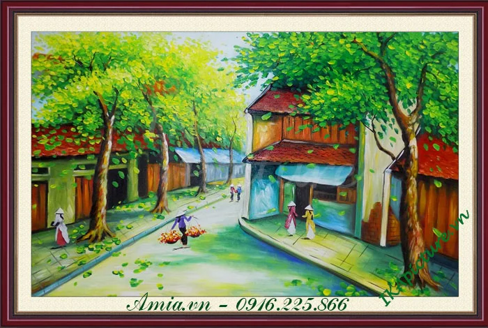 Những bức vẽ tranh phong cảnh phố cổ đẹp - Amia Hà Nội