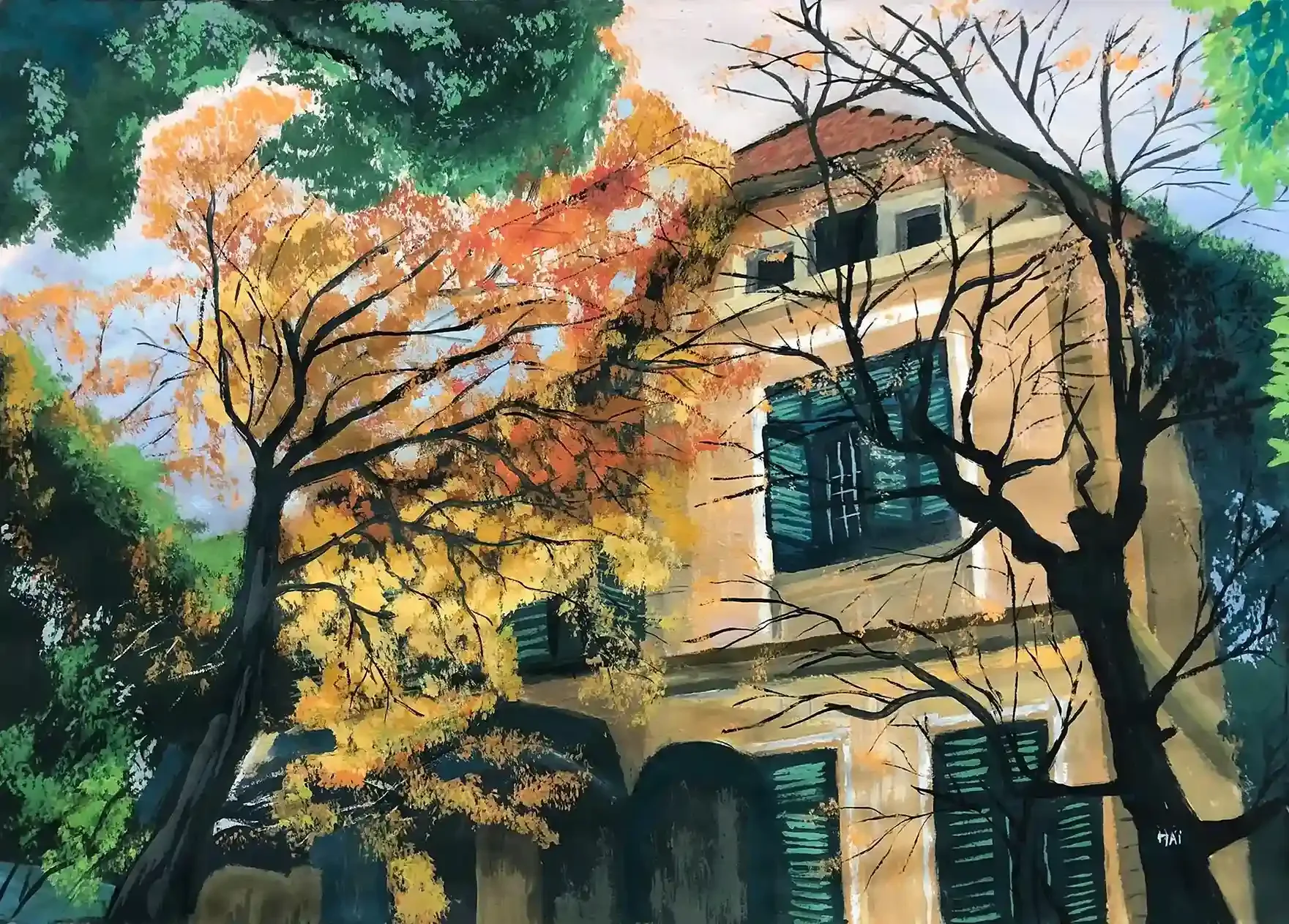 Vẽ tranh phong cảnh mùa thu
