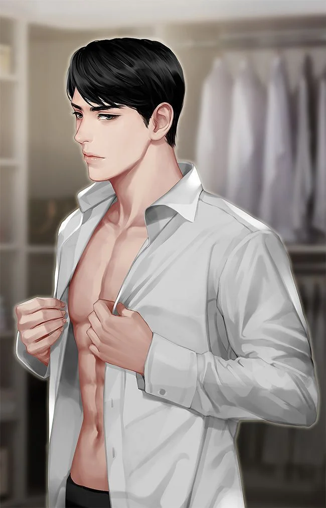 ảnh chân dung anime nam cởi áo sơ mi