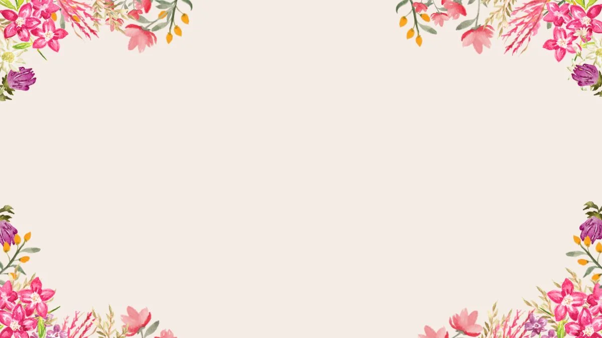 Nền PowerPoint hoa hồng xanh pastel trang trí bốn góc trên nền kem nhã nhặn