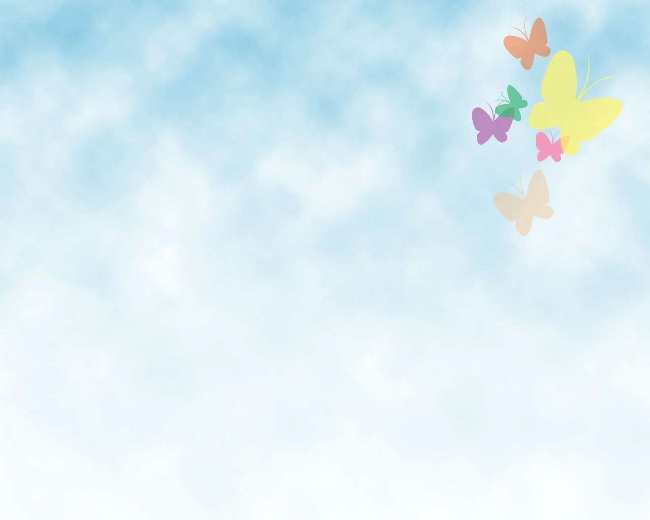 Nền trời mây trắng bướm màu pastel cho powerpoint nhẹ nhàng